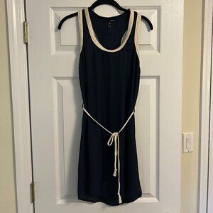 Aqua (Bloomingdale's) Navy Racerback Dress with tie, Size Small